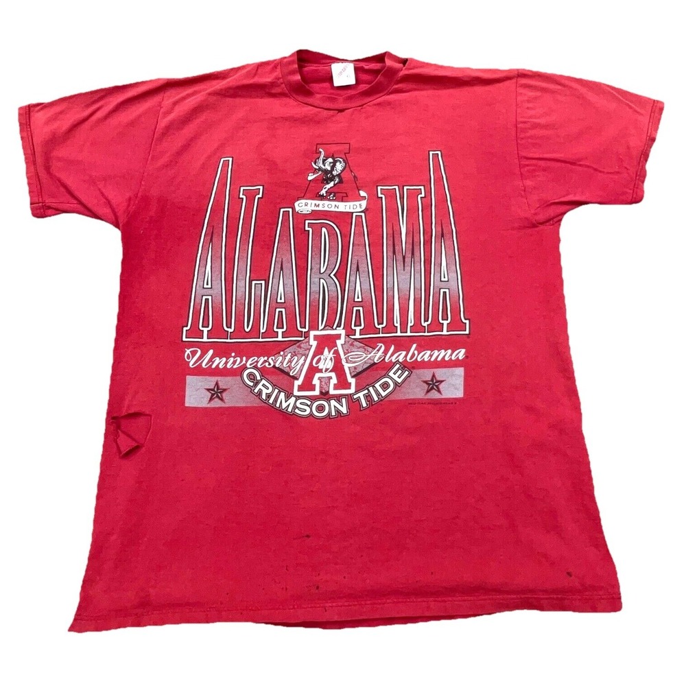 Vintage Alabama Crimson Tide Shirt Men XL Red Tee USA Grunge Thrashed 90s T *
